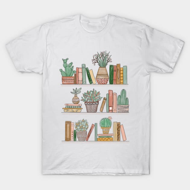 Books and Potted Plants T-Shirt by LauraKatMax